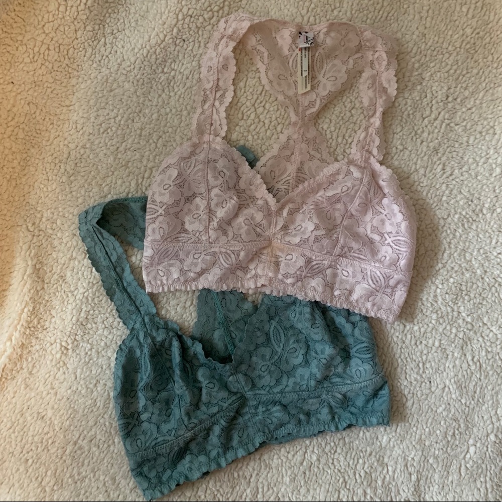 Free People Galloon lace teal bralette